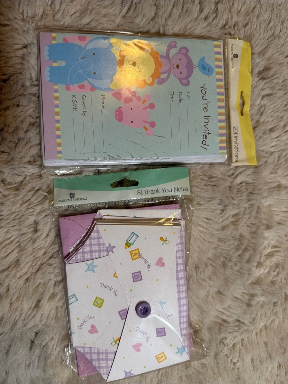 ✨American Greeting Cute Jungle Baby Invitations and Thank You Cards Set ✨